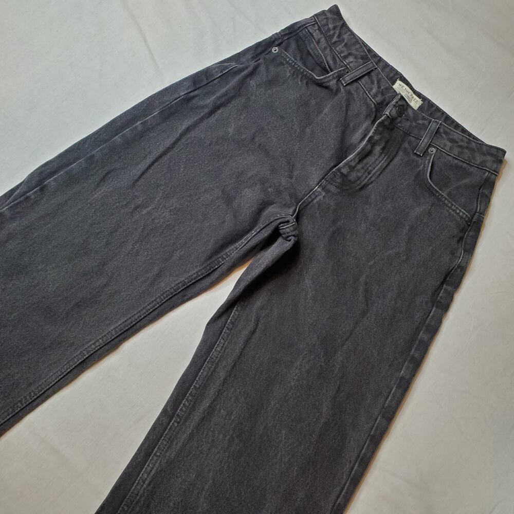 Free People We the Free Women Size 26 Deep Trance Dropped Boyfriend Jeans Black